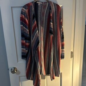 Striped Multicolor Open Front Cardigan